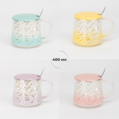 Кружка з кришкою та ложечкою "Бантик", 400 мл * Рандомний вибір дизайну (19297-023)