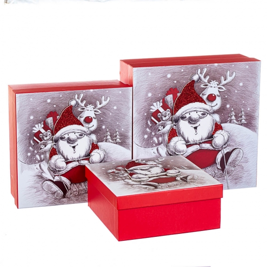 Набір з 3 коробок "Санта і Рудольф" 28*28*11 (8211-004)