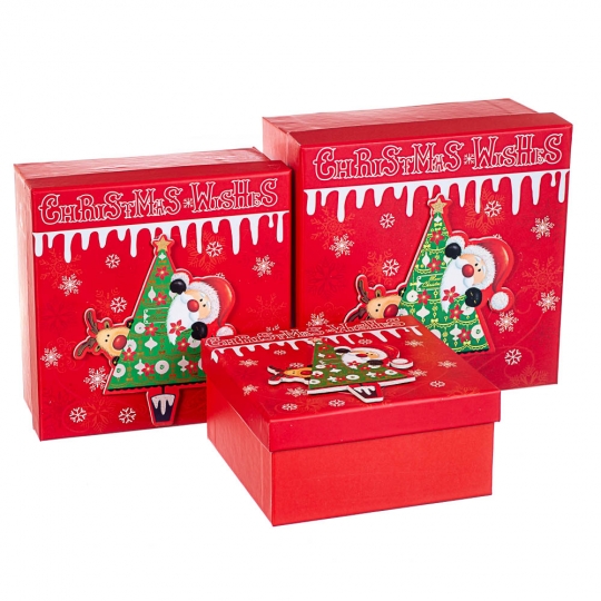 Набір з 3 коробок "Санта і олень" 20*20*9,5 (8211-021)