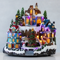 УЦІНКА Новорічна карусель "Місто напередодні Різдва", 30 см (Ялинка відклеєна,та не працює механізм,не світиться та не обертається) (00BR-9153-004)