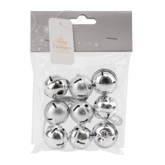 Набор елочных игрушек "Серебряные звоночки" (9 шт), 3 см (6040-015)