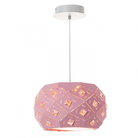 Люстра-підвіс рожева на 1 лампу з камінчиками (FE009/1)