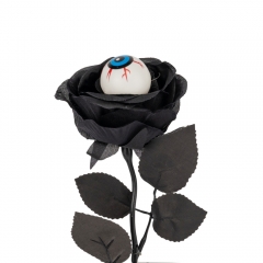 Декор на Хеллоуин "Черная роза с глазом", 30 см (5102-002)