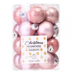 УЦІНКА Набір скляних ялинкових куль "Чарівний Сезон" (4 см * 20 шт, рожевий мікс) (Потертості,немає одного шару) (00BR-6024-005)
