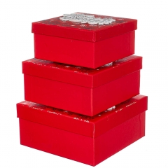 Набор из 3 коробок "Новогодний узор"   20*20*9,5 (00BR-8211-034)