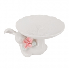 Подставка "Кролик с цветком", белая, 9 см (00BR-5009-027)