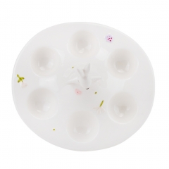 Подставка для 6 яиц "Белый кролик в саду", белая, 14 см (00BR-5101-007)