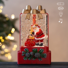 Новорічний ліхтар з підсвіткою та музикою "Святковий бант", 18 см (9240-015)