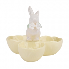 Подставка для 3 яиц "Белый кролик", желтая, 10 см (5009-003)