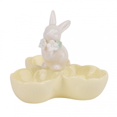Подставка для 3 яиц "Белый кролик", желтая, 10 см (5009-003)