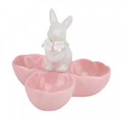 Подставка для 3 яиц "Белый кролик", розовая, 10 см (5009-004)