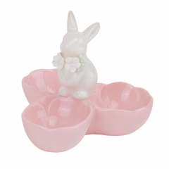 Подставка для 3 яиц "Белый кролик", розовая, 10 см (5009-004)