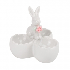 Подставка для 3 яиц "Белый кролик", белая, 10,5 см (5009-012)