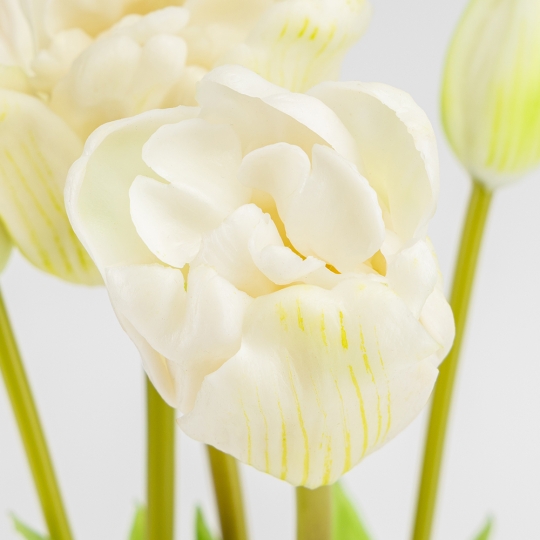 Букет латексних тюльпанів, 5 бутонів, біло-зелений, 49 см (2026-005/white)