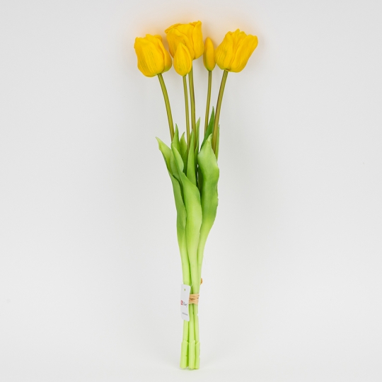 Букет латексних тюльпанів, 5 бутонів, жовтий, 49 см (2026-005/yellow)