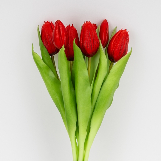 Букет латексних тюльпанів, 7 бутонів, червоний, 31 см (2026-006/red)