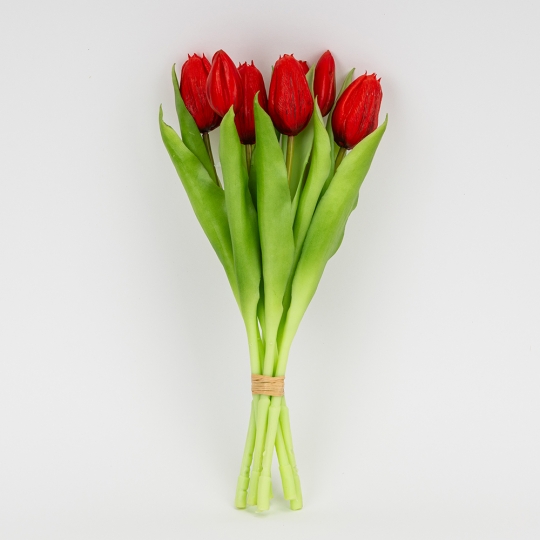 Букет латексних тюльпанів, 7 бутонів, червоний, 31 см (2026-006/red)