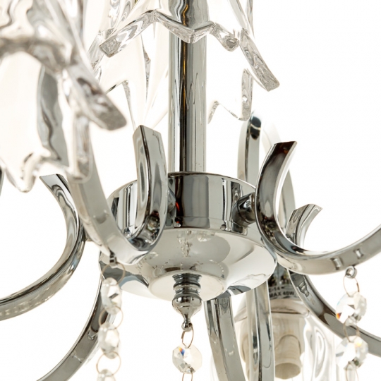 Люстра класичний хром з 6 скляними плафонами у формі тюльпана (OU011/6/chrom)
