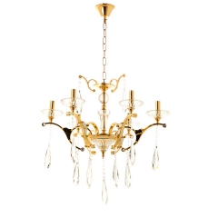 Люстра классическая с прозрачным декором из стекла цвета золото (OU016/6/gold) (OU016/6/gold)