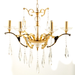 Люстра классическая с прозрачным декором из стекла цвета золото (OU016/6/gold) (OU016/6/gold)