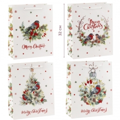 Подарочный пакет "Рождественский снегирь", 26*32 см * Рандомный выбор дизайна (9265-006)