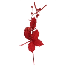 Декоративная ветка "Рождественское украшение" красная (2010-056)