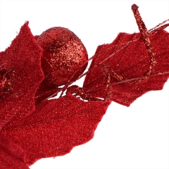 Декоративная ветка "Рождественское украшение" красная (2010-056)