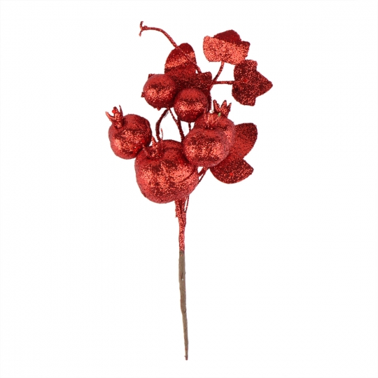 Декоративна гілка "Зимові дари" червона (2010-071)