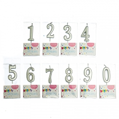 Свечи для торта "Яркость" от 0 до 9, серебрянные (8512-011)