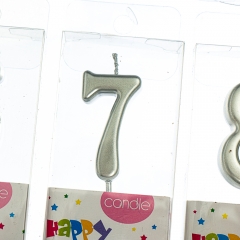 Свечи для торта "Яркость" от 0 до 9, серебрянные (8512-011)