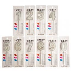 Свічки для торта "Відблиск" від 0 до 9, білі (8512-012)