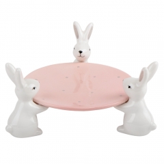 Подставка "Белые кролики", розовая, 18 см (00BR-5005-014)