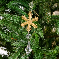 Набор украшений "Золотая снежинка с кристаллом" (021NR/gold)