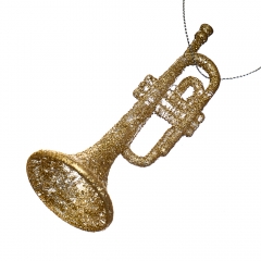 Украшение "Серебряная труба в блёстках" (024NR/gold)