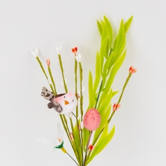 Пасхальная декоративная веточка "Птичка и крашанка", 33 см (5107-023/pink)