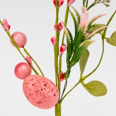 Пасхальная декоративная веточка "Розовая крашанка с ягодами", 26 см (5107-024/1)