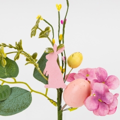 Пасхальная декоративная веточка "Пасхальный кролик с крашанками", 24 см (5107-025)