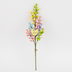 Пасхальная декоративная веточка "Разноцветные ягодки с курочкой", 51 см (5107-026)