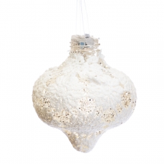 Ёлочная игрушка "Белая капелька с узором" (024NZK)