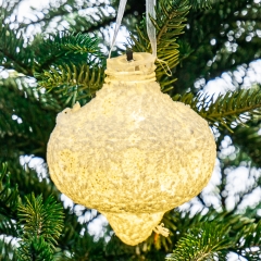 Ёлочная игрушка "Белая капелька с узором" (024NZK)