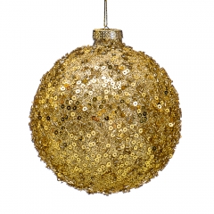 Ялинкова іграшка "Золота куля в паєтках" (070NB)
