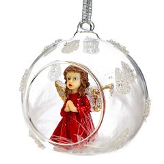 Елочная игрушка "Шар с ангелом" ТОЛЬКО САМОВЫВОЗ! (097NB)