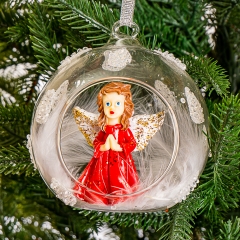 Елочная игрушка "Шар с ангелом" ТОЛЬКО САМОВЫВОЗ! (097NB)