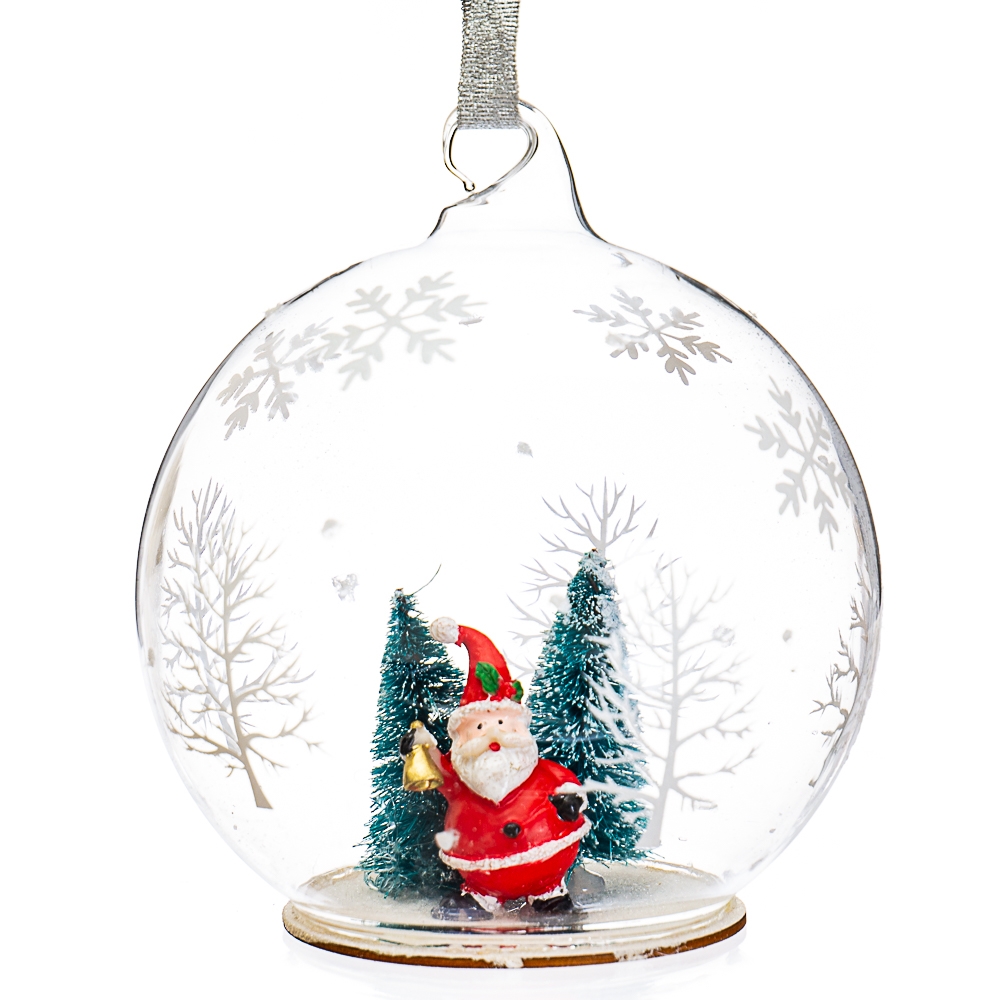 Елочная игрушка "Дед Мороз в шаре" (098NB), Стекло, Elisey