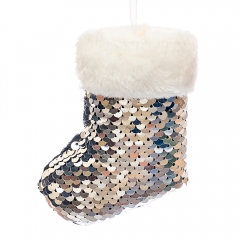 Ёлочная игрушка "Зимний сапожок в пайетках" (038NZK)