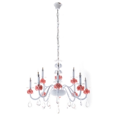 Люстра классическая белая с цветочным декором из керамики (12 свечей) (XN002/8+4) (XN002/8+4)