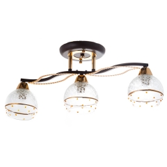 Люстра пристібна коричневого кольору на 3 прозорі плафони (VS004/3)