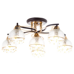 Люстра пристібна коричневого кольору на 6 прозорих плафонах (VS004/6)