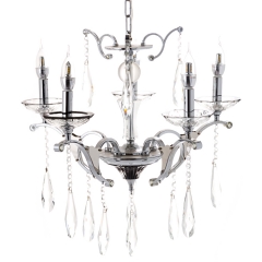 Люстра классическая с 5 плафонами из прозрачного стекла цвета хром (OU016/5/chrom) (OU016/5/chrom)