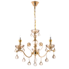 Люстра классическая золотая с 3 стеклянными плафонами медового цвета (OU018/3/gold) (OU018/3/gold)